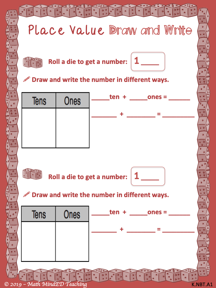 Compose and Decompose Numbers 11-19 Dice Activity for Kindergarten